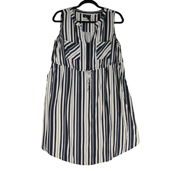 torrid Dresses & Skirts - Torrid Blue White Dress Womens Size 0 XL Pockets Stretch Elastic Draw Waist